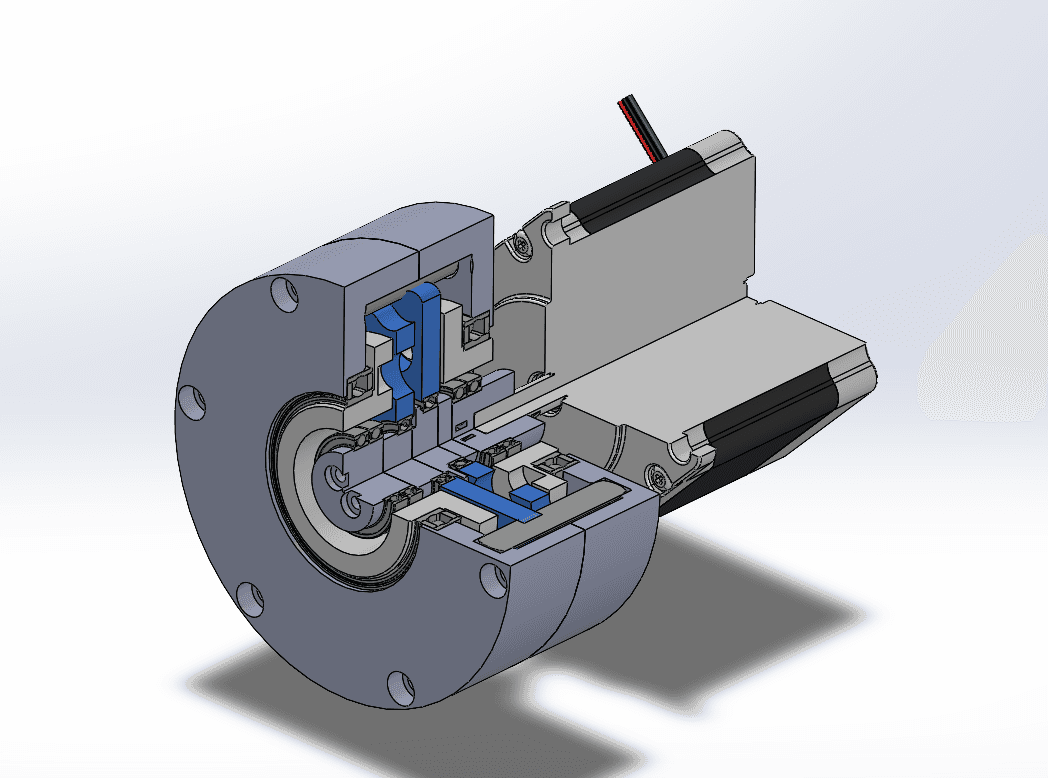 Cutaway CAD view of the 3D-printable cycloidal gearbox