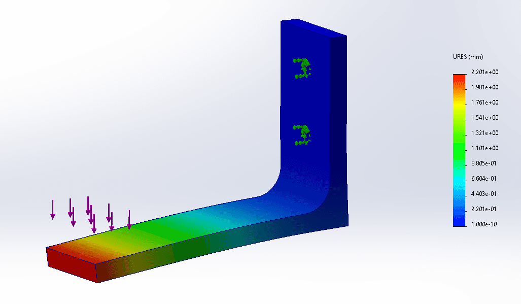 Displacement result for the baseline bracket