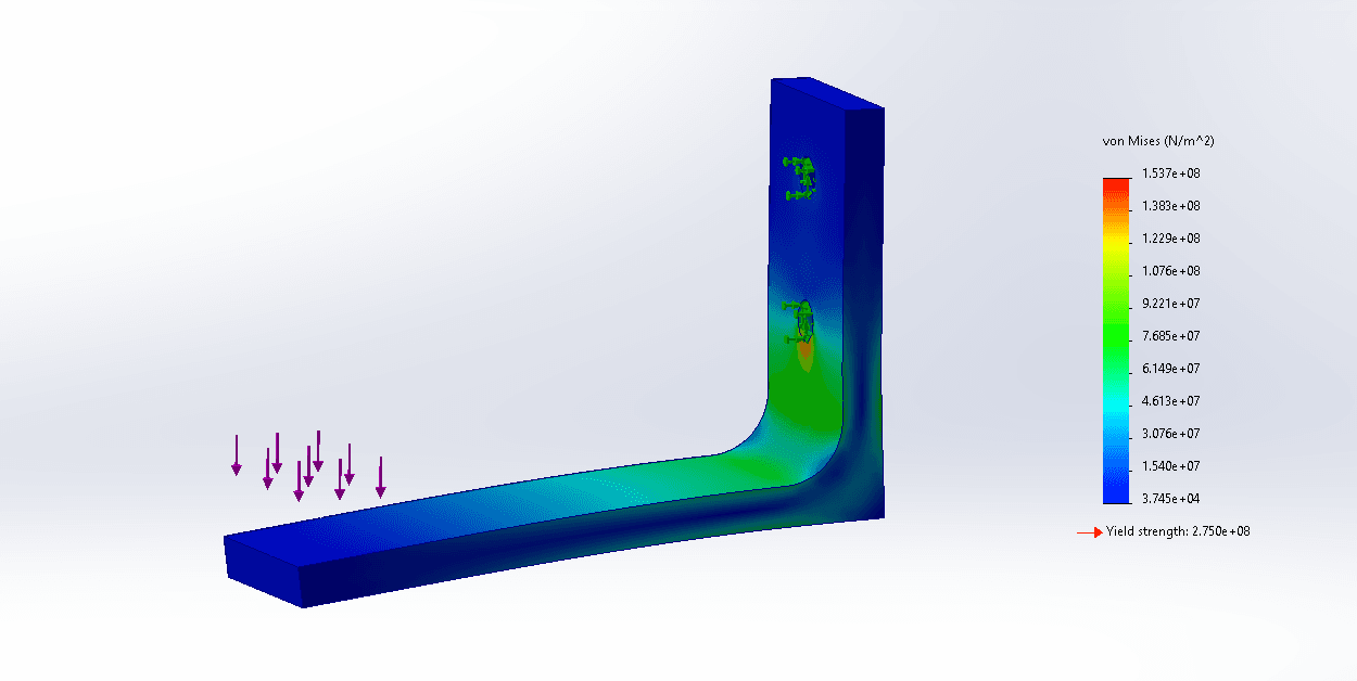 Von Mises stress result for the baseline bracket