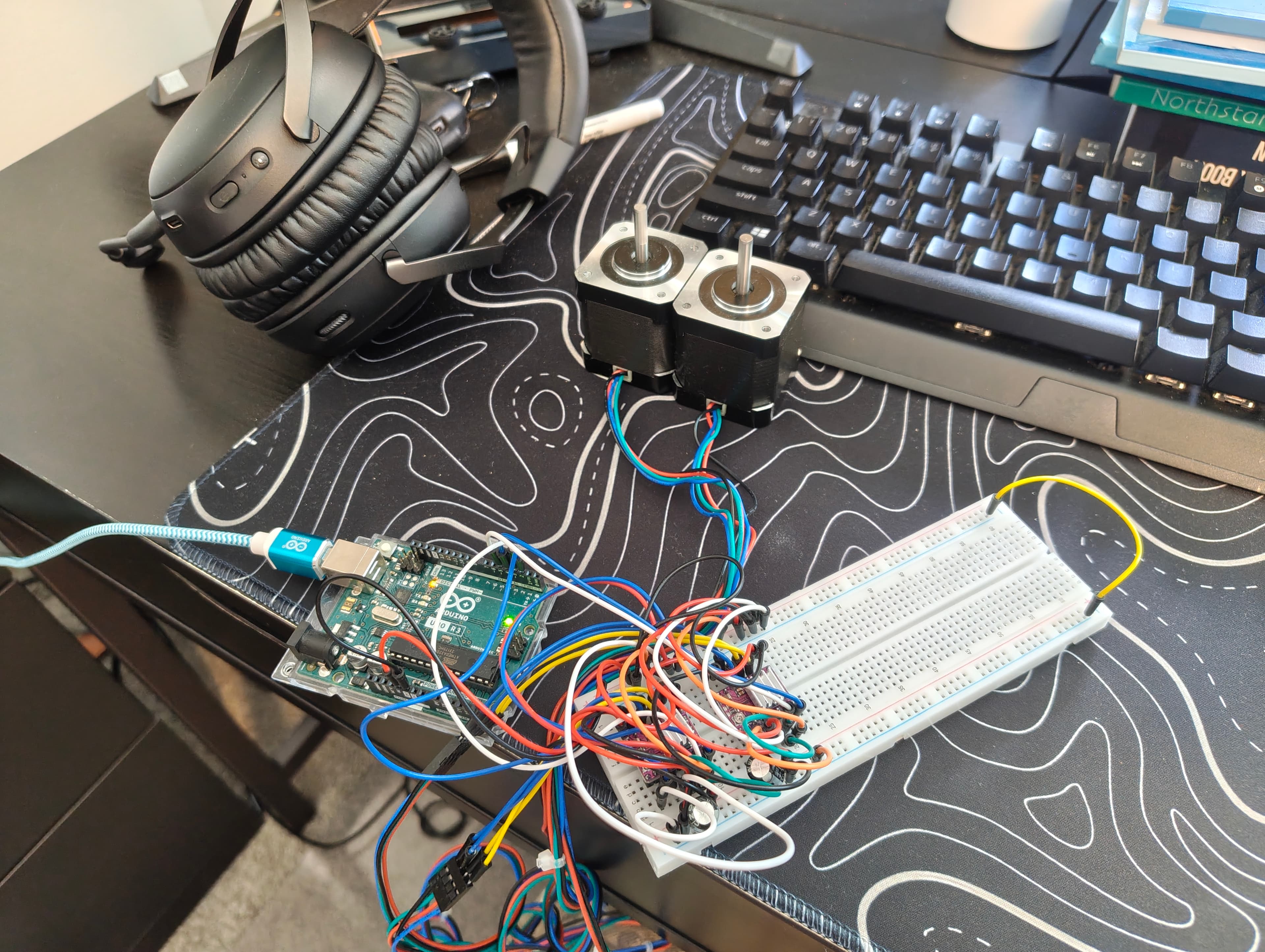 Stepper motor wiring and testing for the whiteboard drawing robot