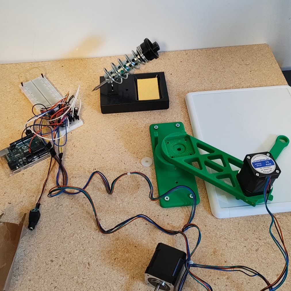Partially assembled whiteboard drawing robot