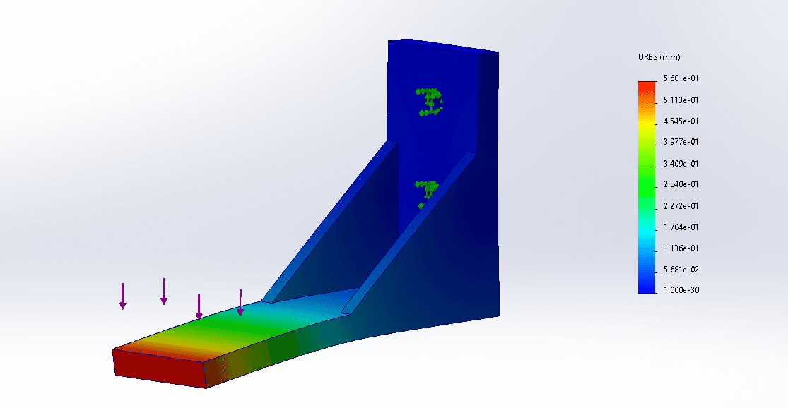Displacement result for the solid-gusset bracket