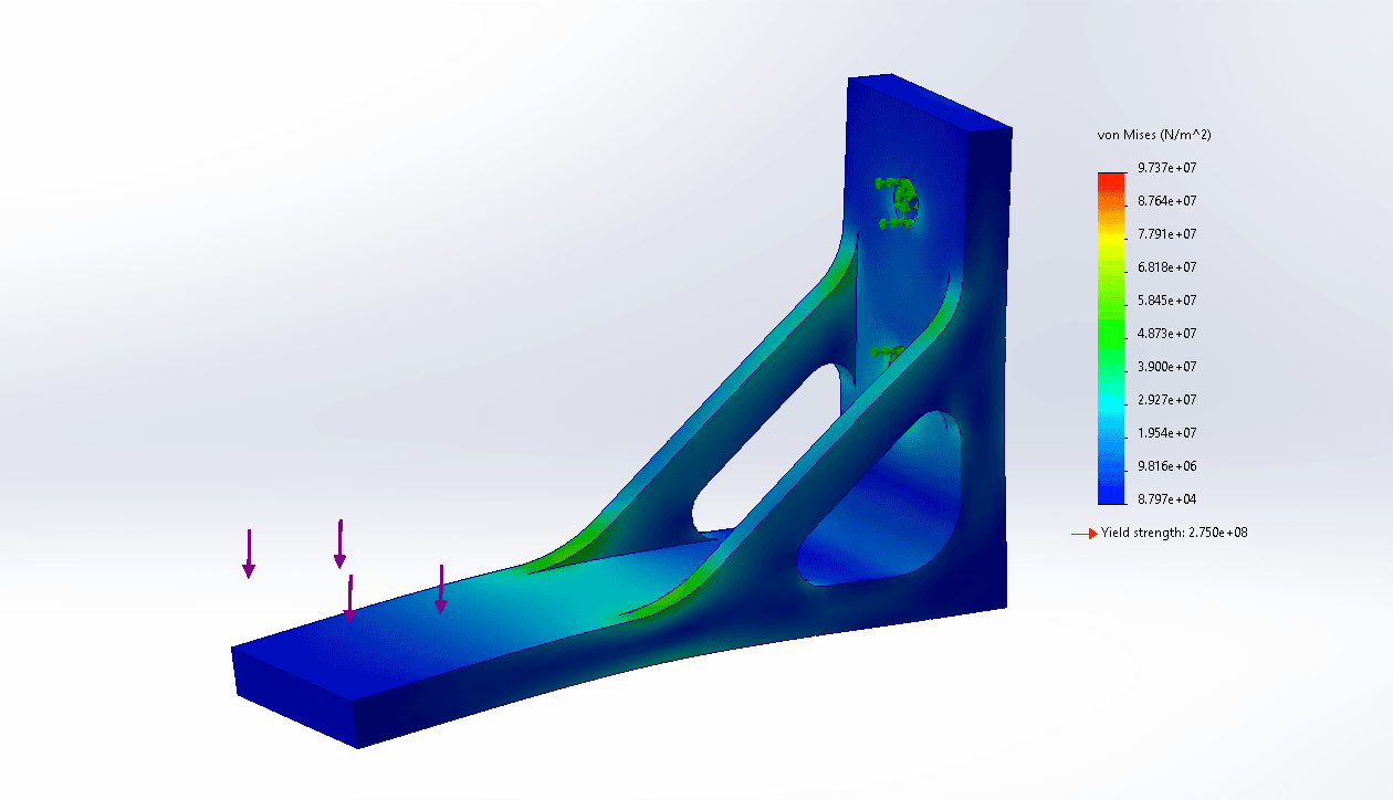 Finite element stress analysis of the optimized cantilever bracket